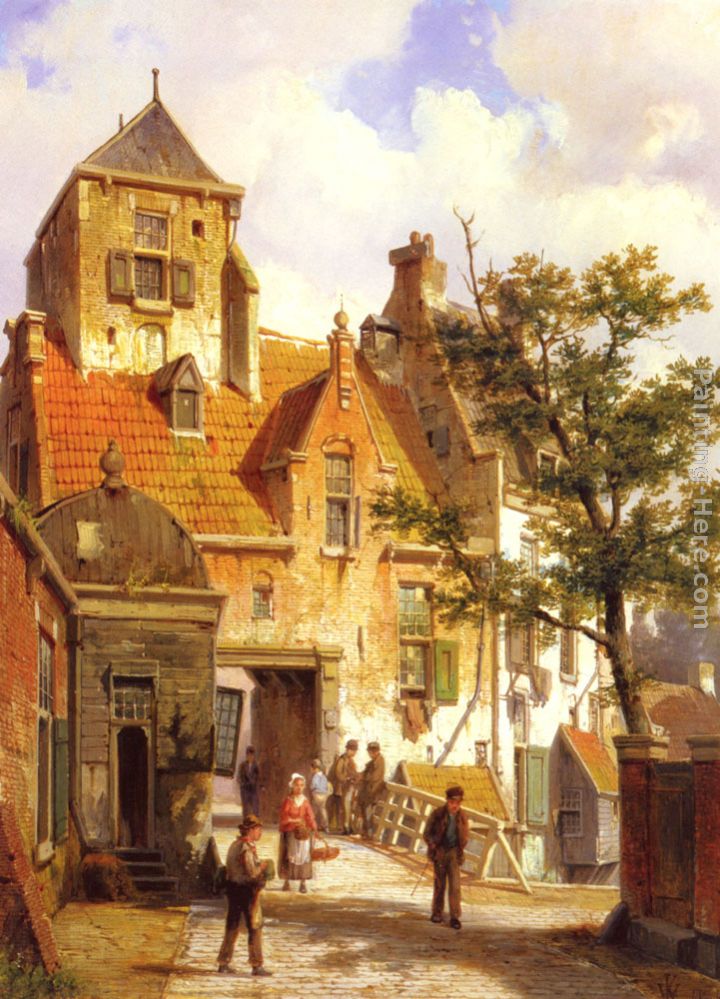 A Street Scene in Haarlem painting - Willem Koekkoek A Street Scene in Haarlem art painting